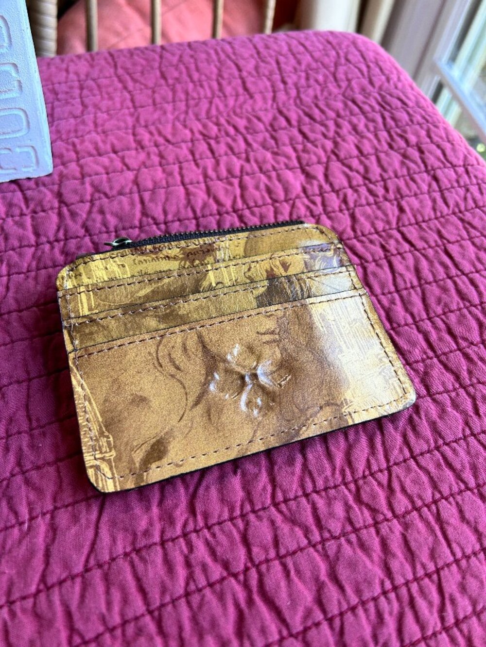 Patricia Nash Leather Folding Cardholder Wallet w/ Zip Coin Pocket – Like New